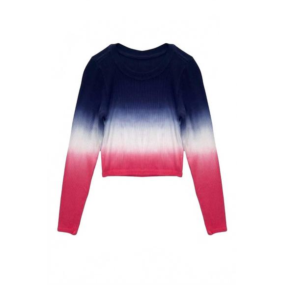 NEW KATIE J NYC livi dip dye ombre tee in eve blue/vint rose - Picture 1 of 2